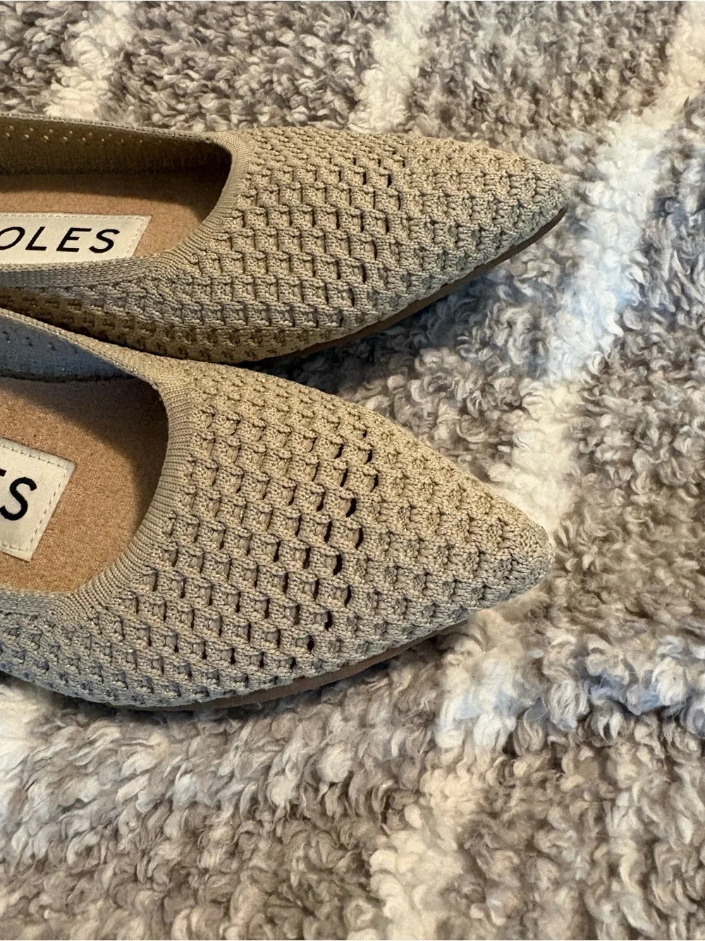 AEROSOLES Pointed Knit Ballet Flats in Light Tan